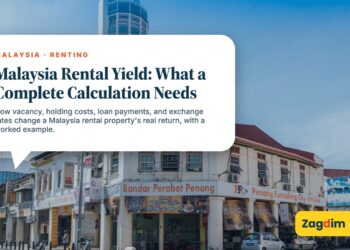 George Town heritage shophouses with Komtar tower in background, illustrating Malaysia Rental Yield: What a Complete Calculation Needs
