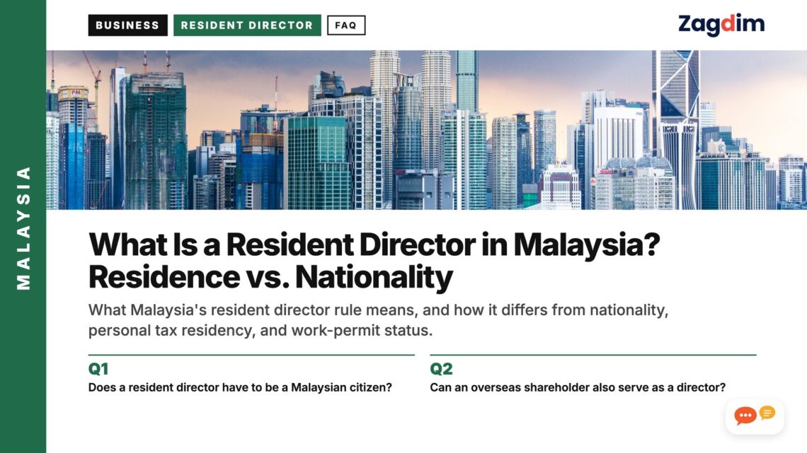 Kuala Lumpur skyline with Petronas Towers and KL Tower, illustrating What Is a Resident Director in Malaysia? Residence vs. Nationality