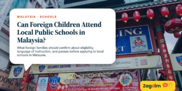 Petaling Street gate entrance decorated with red lanterns, illustrating Can Foreign Children Attend Local Public Schools in Malaysia?