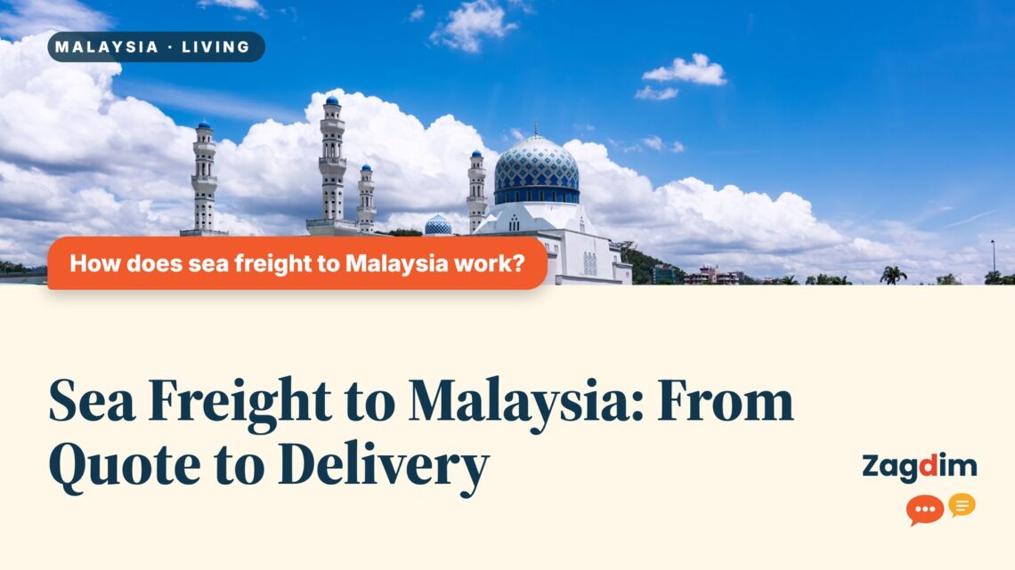 Wide view of Kota Kinabalu City Mosque with domes and minarets, illustrating Sea Freight to Malaysia: From Quote to Delivery