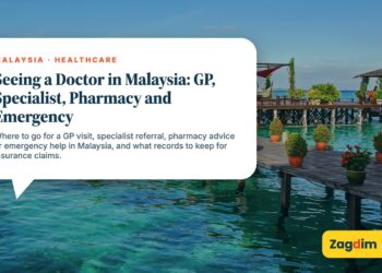Wooden jetty with pergola over turquoise sea, illustrating Seeing a Doctor in Malaysia: GP, Specialist, Pharmacy and Emergency