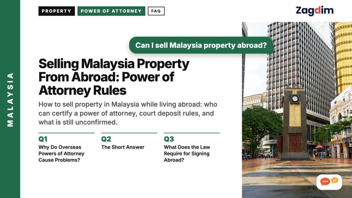 Empty plaza with clock tower and colonial buildings, illustrating Selling Malaysia Property From Abroad: Power of Attorney Rules