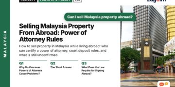 Empty plaza with clock tower and colonial buildings, illustrating Selling Malaysia Property From Abroad: Power of Attorney Rules