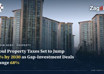 High-rise apartment towers in Daechi-dong, Gangnam-gu, Seoul (file photo), illustrating curbs on leveraged property speculation and the property-tax outlook for the Seoul market