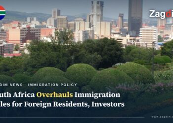 Skyline of Pretoria, South Africa's administrative capital, illustrating the seat of the government behind the country's immigration reforms