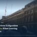 Street view of HM Revenue and Customs headquarters buildings in London, illustrating the P85 departure-filing news event