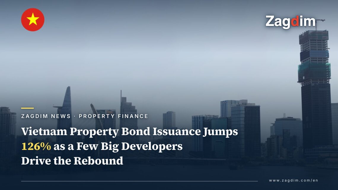 Ho Chi Minh City skyline (Bitexco Financial Tower and a high-rise under construction), illustrating Vietnamese property-developer bond financing
