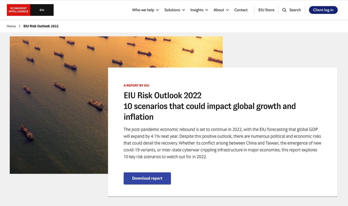 經濟學人智庫EIU2022年風險展望報告