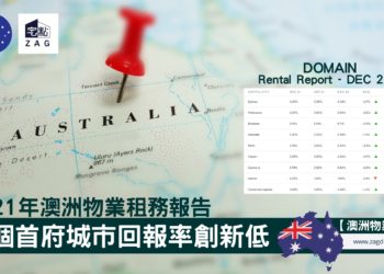 澳洲各地首府城市住宅回報率及租金一覽