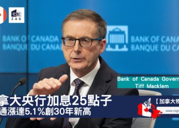 加拿大央行宣佈加息25點子至0.5%