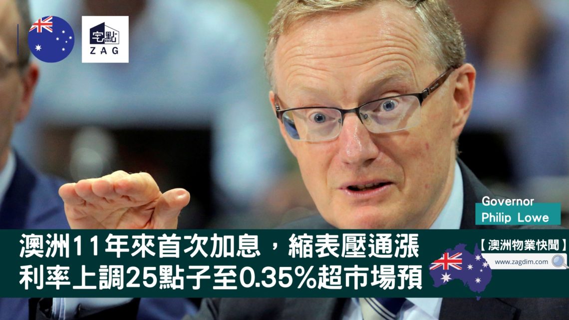 澳洲11年來首次加息縮表壓抑通漲 Zagdim 宅點.