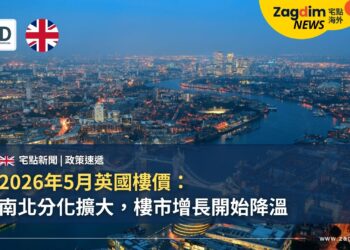 2026年5月英國樓價：南北分化擴大，樓市增長開始降溫