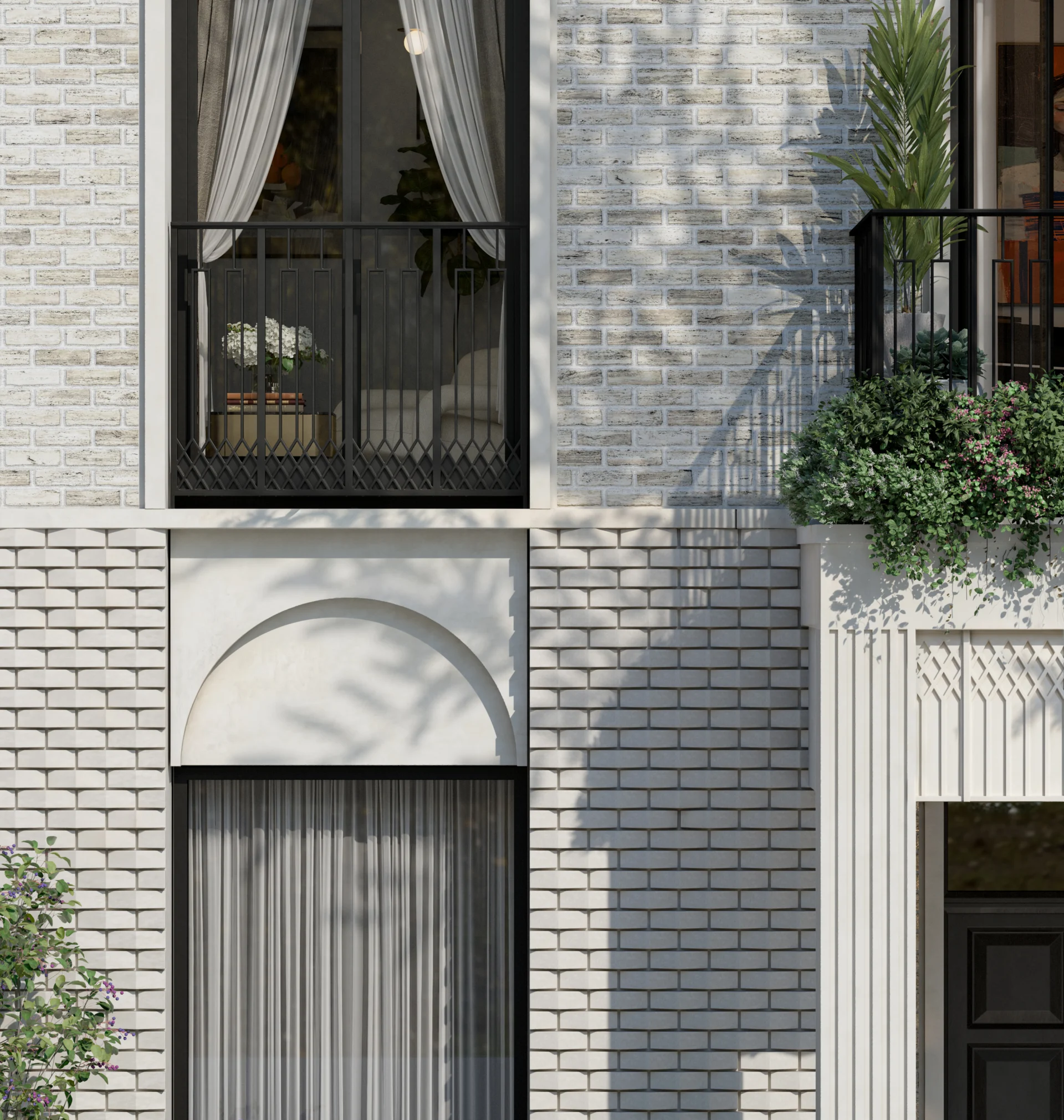 Duke's Row 磚砌立面細節 CGI(建商示意圖)