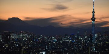 日本東京天際線日落景色