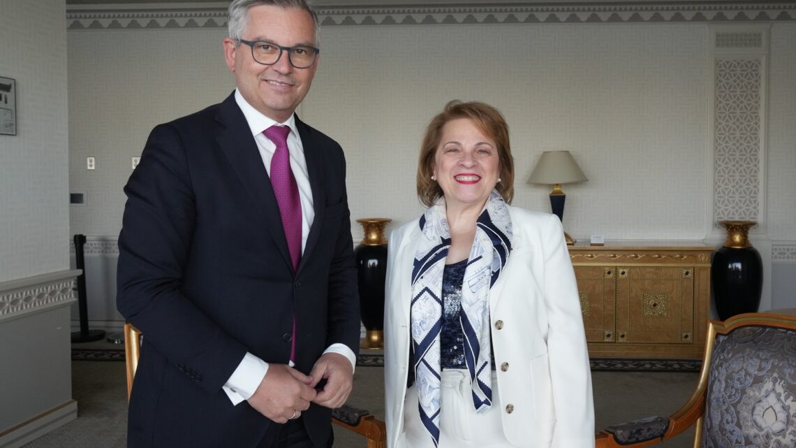 Lena Diab, Canada's Minister of Immigration, Refugees and Citizenship, meeting with Magnus Brunner, EU Commissioner for Internal Affairs and Migration