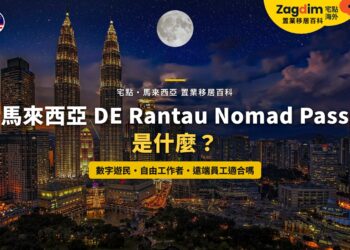 吉隆坡雙子塔與城市夜景，配 DE Rantau Nomad Pass 主題