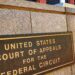 Engraved plaque reading 'United States Court of Appeals for the Federal Circuit' outside the courthouse in Washington, D.C., the court that issued the ruling in the story