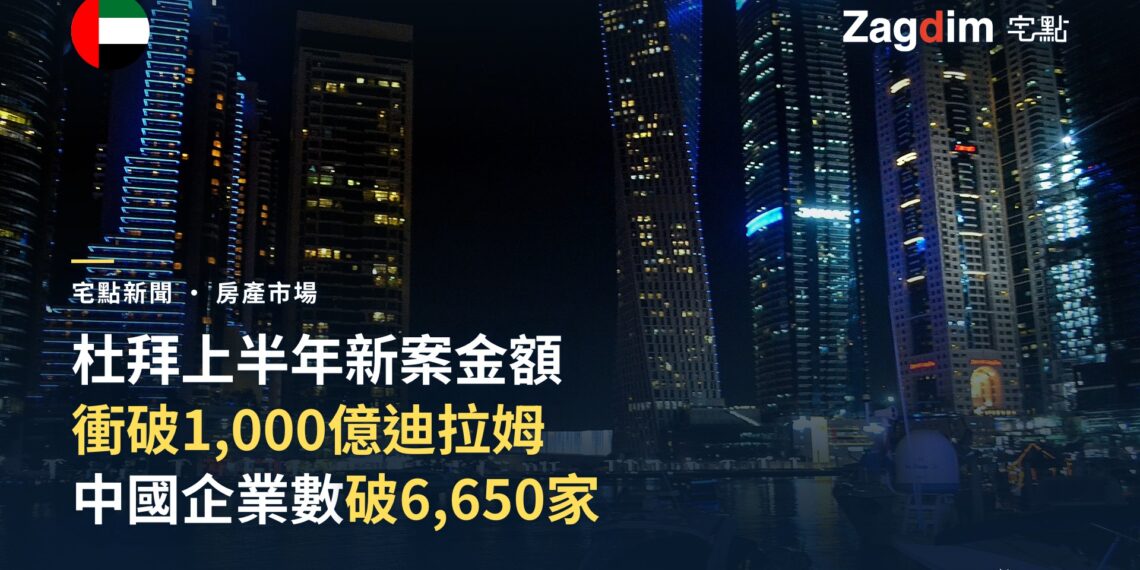 杜拜Dubai Marina夜景天際線,象徵杜拜房地產建案推出與商業投資活動