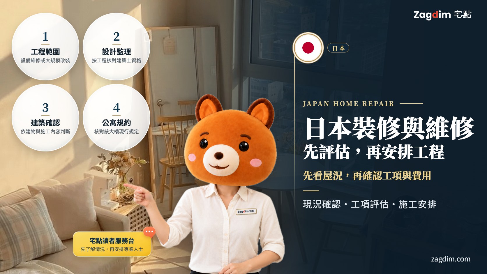 日本裝修與維修頭圖：先看屋況，再確認工項與費用