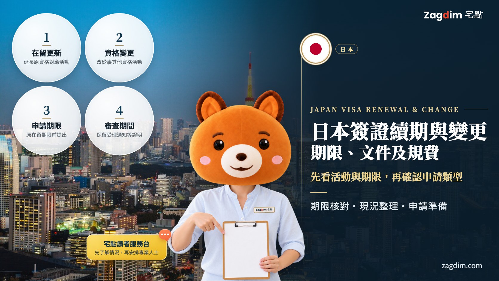 日本簽證續期與變更頭圖:先看活動與期限,再確認申請類型