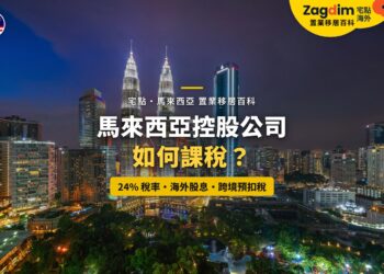 吉隆坡雙子塔與城市夜景,配控股公司跨境課稅主題
