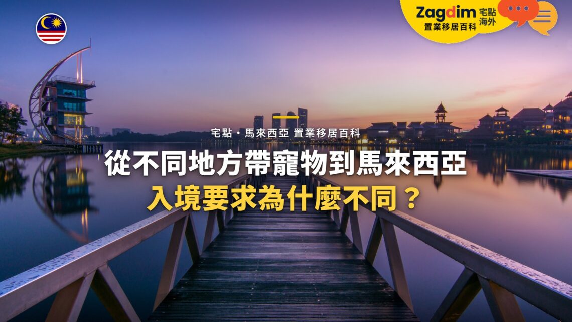 黃昏湖面棧橋與遠方城市,配寵物入境要求主題