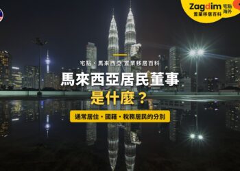 吉隆坡雙子塔夜景與水面倒影,配馬來西亞居民董事主題