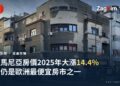 布加勒斯特一棟住宅公寓樓街景,底層為商舖、上方為多層住宅陽台