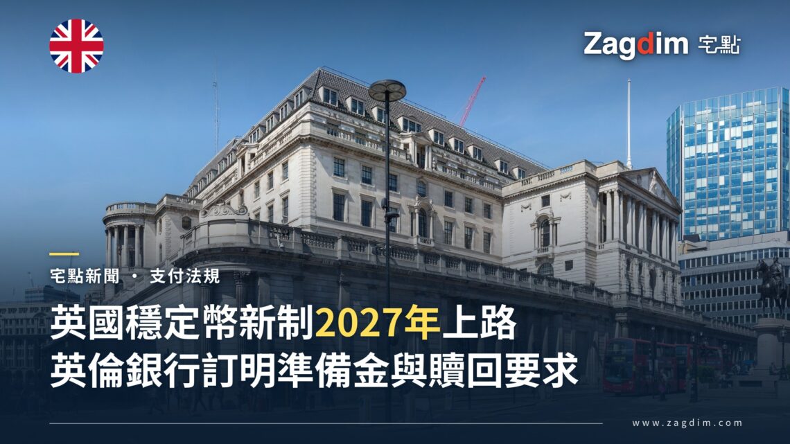 英倫銀行大樓外觀，倫敦 Lombard Street，示意英國穩定幣監管新制