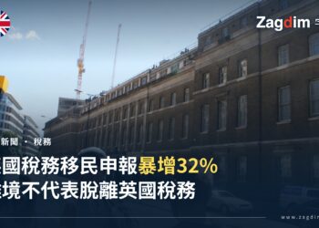 英國稅務海關總署(HMRC)總部大樓街景,象徵 P85 離境申報數字上升的新聞事件