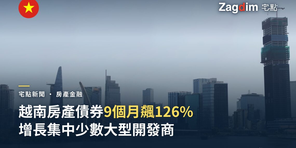 胡志明市天際線(比特斯科金融塔與在建高樓),示意越南房地產開發商債券融資